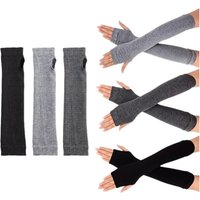 AliExpress WRELS 1/3pairs Long Fingerless Gloves Soft Knitted Fashion Goth Gloves Winter Unisex Windproof Elastic Outdoor Sport Arm Warmer Mitten