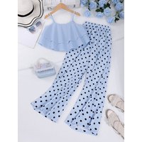 Spring And Summer Women's And Children's Casual, Fresh And Cute Camisole Vest&Polka Dot Pants Two-Piece Set