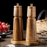 1PC/3PCS Manual Pepper Grinder, Household Solid Wood Pepper Mill, Western Restaurant Black Pepper and Sea Salt Seasoning Bottle