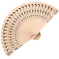 Chinese Vintage Hollow Folding Fan, Carved Bamboo Wooden Fan, Fashion Wedding Party Hand Fan, Antiquity Fragrant Fan for Home De