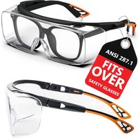 Adjustable Safety Glasses over Glasses ANSI Z87.1 with Anti-Fog Scratch Resistant Lenses And Side Protection HM6 Model