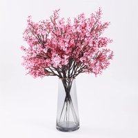 New Long Pink Artificial Sakura Flower Silk Petals Spring Winter Garden Potted Plants Wedding Scene DIY Home Bouquet Decoration