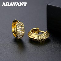 Aravant 925 Silver 18K Gold Vintage Zircon Hoop Earring For Women Charm Jewelry