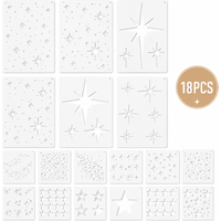 18PCS 5.9 x 7.9 in & 5.9 x 5.9 in Star Stencils Reusable Painting Templates for DIY Wall Fabric Crafts 6 Rectangle + 12 Square