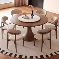 For Black Walnut Solid Wood Round Dining Table and Chair Combination Small Apartment Dining Room Small Round Table