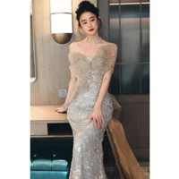 Elegant Shiny Prom Dress Women Backless Butterfly Wings Mermaid Bridal Wedding Dresses Sexy Ladies Party Wedding Guest Dress