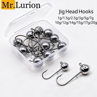 Mr.Lurion 1g/2.5g/3g/5g/7g/10g/12g/15g/17g/20g Fishing Jigging Head Hooks for Freshwater, Soft Worm Lure Hooks for Bass Tackle