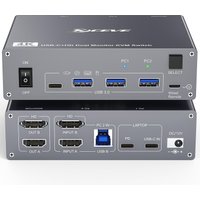 Dual Monitor KVM Switch for Laptop & Desktop 4K@60Hz, USB C + HDMI KVM Switch 2 Monitors 2 Computers with 4 USB 3.0 Port