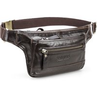 CONTACT'S Genuine Leather Waist Bags for Men Customize Waist Packs Crossbody Bag Phone Pocket Name Engraving Male Travel Bags