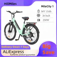 HillMiles MileCity 1 Adult E-bike, 26-inch tire city ebike,Electric Bike 36V 13Ah battery 250W road electric bicycle