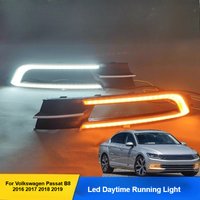 2PCS Led Daytime Running Light Front Bumper Fog Lamp DRL Dymanic Turn Signal For Volkswagen Passat B8 2016 2017 2018 2019