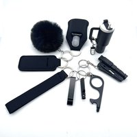 10pcs safety keychain set with car cutter, mini cup keychain, door opener, lipstick holder, suitable for backpack pendant