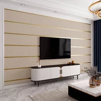 Deer Skin Velvet Horizontal Striped Wallpaper Living Room Bedroom Striped Film and Television Wall 3D Relief Thickened Wallpaper