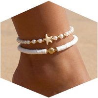 Shell Ankle Bracelets for Women, Boho Anklet with Pearl Beads Starfish Conch Seashell, Summer Beach Hawaiian Foot Jewelry Gift