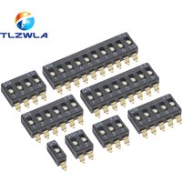 5PCS Toggle Switch SMD 1/2/3/4/5/6/8/10Pin Ibuw Slide Switch Socket 1 2 3 4 5 6 8 10 Bits Pitch 2.54mm Black Snap Switch