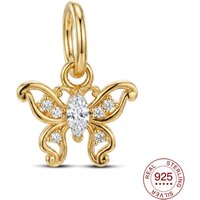 925 Sterling Silver Charm Me Series Gold Butterfly Pendant Fit Original Bracelets Fine Nature Jewelry Gift For Women