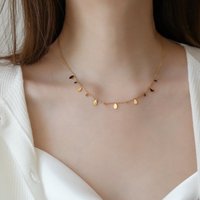 Stainless Steel Temperament Gold Color Water Drop Pendant Necklace for Women Luxury Geometric Clavicle Chain Jewelry Colorfast