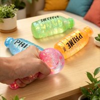 Glitter Drink Bottle Squishy Squeeze Toy Transparent Jelly Water Bottle Fidget Toy Anti Stress Relief Toy Party Favor