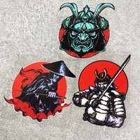 Waterproof UV Self Adhesive Samurai Oni Mask Vinyl Decal 1PC Car Motorcycle Bike Helmet Laptop Japanese Warrior Decor Sticker
