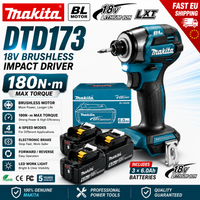 Original Makita DTD173 18V LXT Bürstenloser Schlagschrauber 180N·m Elektroschrauber mit 2×BL1860 6,0Ah Akku EU-Lager Schnelle Lieferung