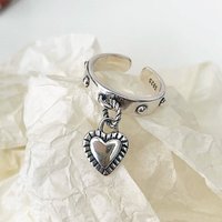 925 Sterling Silver Heart Pendant Adjustable Rings For Women Wedding Luxury Jewelry Wholesale and