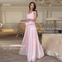 MODX Elegant Pink A-Line Tiered Organza Evening Dresses Customized Sleeveless Square Collar Party Dress Formal Celebrity Gowns