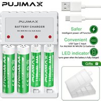 PUJIMAX AAA Rechargeable Batteries High Capacity 2700mAh /1100mAh 1.2V Ni-MH AA/AAA Battery for Clocks Mice Toys+Battery Charger