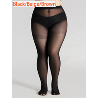 1 Pair Plus Size Sheer Black/Beige/Brown Tights Opaque Top Control Pantyhose