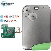 For Renault Laguna Espace Velsatis 2001-2006 PCF7947 ID46 433Mhz ASK 2 Buttons Ultrasonic Welding Smart Remote Card Key