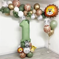 70Pcs Jungle Animal Birthday Balloons Sage Green Number Balloons Arch Garland for Baby Shower Wild Safari Birthday Party Decor