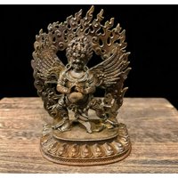 Antique Bronze Tibetan Puba Vajra Buddha Creative Home Garden Living Room Entrance Ornaments Miniature Statue Crafts Gifts