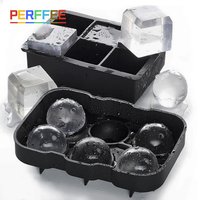 Ice Cube Maker Silicone 4 6 8 Grids Square Large Ice Cube Tray with Lid Ice Ball Freezer Mold for Whiskey Cocktail Iced Coffee