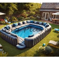 Custom inflatable sofa pool with portable lounge for backyard parties