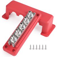 48V DC 600A M10 Studs Bus Bar 5 Terminal Power Distribution Block Positive Negative Terminal Block Boat Car RV Cable Organizer