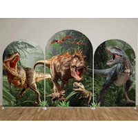 Mehofond Dinosaur World Jungle Forest Arch Round Top Covers Boys Birthday Party Arched Backdrop Covers Baby Shower Decor Props