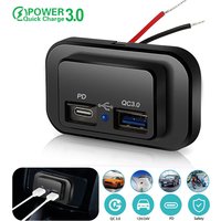 PD QC3.0 Car Charger Socket Quick Charge 12V/24V For Motorcycle Auto Truck ATV RV Bus Dual USB Power Adapter Outlet LED Light