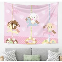 VIKAM Cartoon Carousel Rabbit Wall Hanging, Cute Floppy-Eared Rabbit Wall Hanging, Sweet Lolita Wall Decoration for the Bedroom