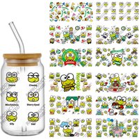 Cute Frog Keroppi Decal UV DTF Transfer Sticker Cup Tumbler Wrap for 16oz Libbey Glasses Wraps Bottles DIY Mug Stick