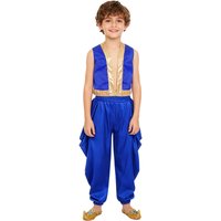 Boys Arabian Prince Cosplay Costume Loose Vest with Satin Dhoti Pants Loose Baggy Trousers Outfit Halloween Carnivals Dress Up