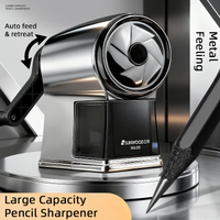 SUNWOOD X620 Metal Texture Manual Pencil Sharpener Auto Feed & Retract Large Capacity Alloy Steel Blade Gunmetal Gray Student Gi