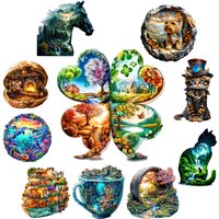 Leaves of The Four Seasons Theme Wooden Jigsaw Puzzle Wooden Decor Painting Christmas and Halloween Gift Toy for Teen and Kid