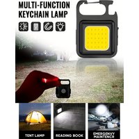 Mini USB COB Keychain Flashlight 4 Lighting Modes Rechargeable Magnetic LED Work Light for Camping,Hiking,Emergency,Outdoor Use
