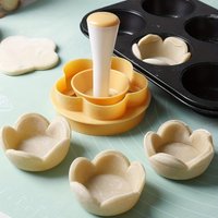 2pcs, Flower pastry cutter and tart tamper unit-perfect for baking tarts, biscuit cutter-kitchen gadgets and accessories