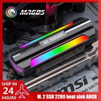 M.2 NVME SSD Heatsink 5V 3Pin ARGB Colored Lights 2280 Solid State Drive Cooler NVME Slim Armor, Black