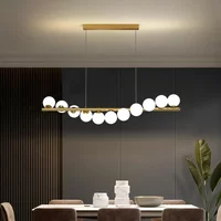 Modern Led Long Ceiling Chandelier Suspension Glass Balls Dining Table Room Kitchen Home Decor Hanging Lamp Front Desk Lights