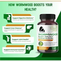 Wormwood Black Walnut Whole Cloves Ginger - Support Digestion Wellness, Liver Cleanse, Joints Health - 30-day Supply
