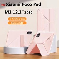 Y-folding Stand Case for Xiaomi Poco Pad M1 12.1" 2026 for Xiaomi Poco Pad X1 2025 11.2 Inch Leather Silicone TPU Tablet Cover
