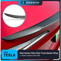 Heenvn For Tesla Model 3 Highland 2024-2026 Performance Version Real Carbon Fiber Spoiler Rear Trunk Wing Exterior Accessories