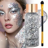 2pcs Face & Body Makeup Glitter with Brush Kit, No Glue Required for Concert Music Rave Festival,Face/Body/Hair/Eye Essential