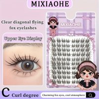 Mixiaohe Light Fox Girl Group Upper Eyelashes, 80 Clusters Large Capacity Single Cluster Diy, Thin Black Stem C Curl Natural Crossed, Photogenic for Daily Use, Recommended for Beginners 10-13mm